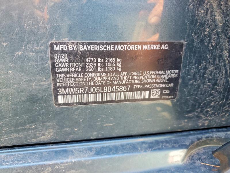 Aukcja sprzedaży 2020 Bmw 330xi, vin: 3MW5R7J05L8B45867, numer aukcji: 46538896