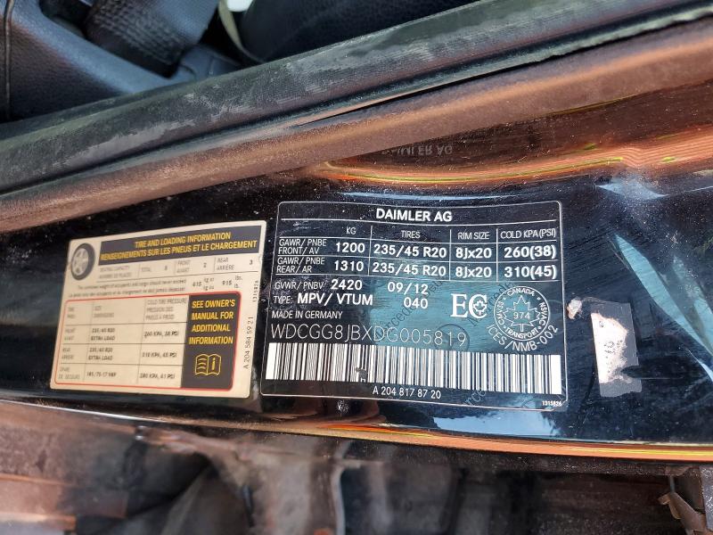 41587356 :رقم المزاد ، WDCGG8JBXDG005819 vin ، 2013 Mercedes-benz Glk مزاد بيع