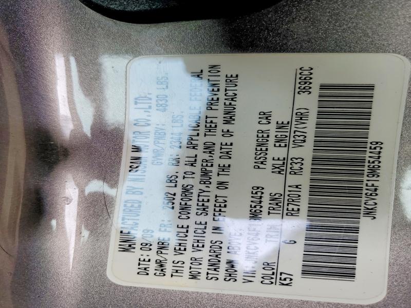 Aukcja sprzedaży 2009 Infiniti G37 Coupe, vin: JNKCV64F19M654459, numer aukcji: 45754986