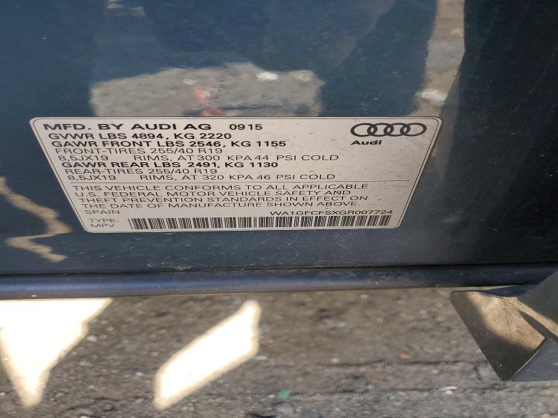 Продаж на аукціоні авто 2016 Audi Q3, vin: WA1GFCFSXGR007724, номер лоту: 47946626