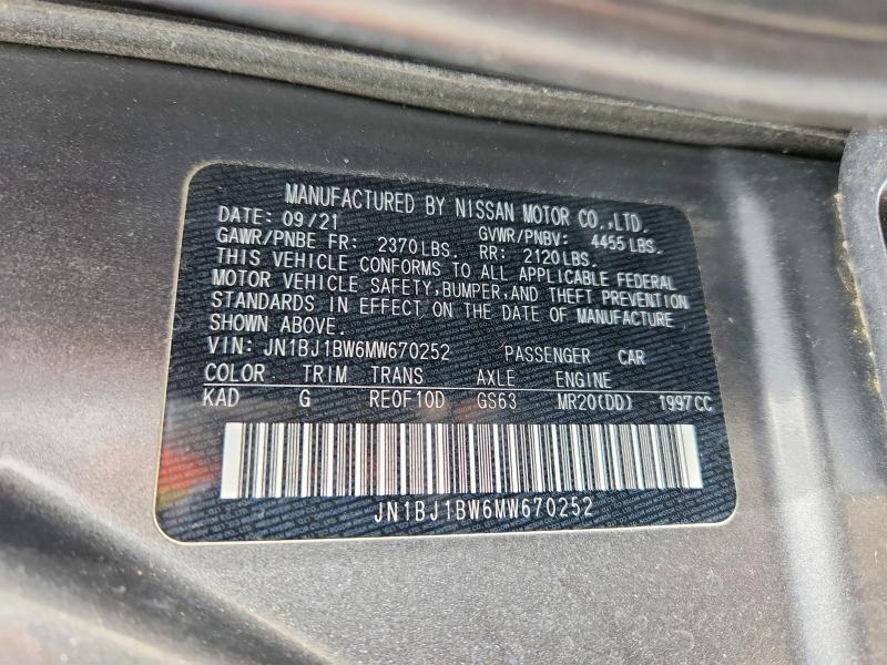 Aukcja sprzedaży 2021 Nissan Rogue Sport, vin: JN1BJ1BW6MW670252, numer aukcji: 46018176