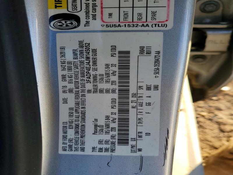 45545606 :رقم المزاد ، 3FADP4EJ4JM145052 vin ، 2018 Ford Fiesta مزاد بيع