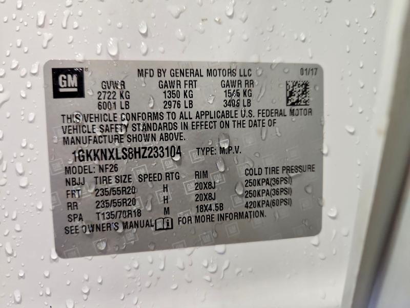 2017 Gmc Acadia მანქანა იყიდება აუქციონზე, vin: 1GKKNXLS8HZ233104, აუქციონის ნომერი: 79404975
