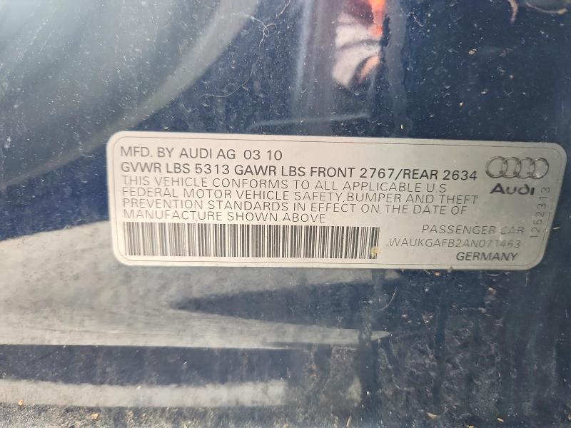 2010 Audi A6 მანქანა იყიდება აუქციონზე, vin: WAUKGAFB2AN071463, აუქციონის ნომერი: 46092446