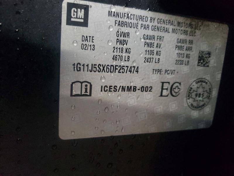 41605726 :رقم المزاد ، 1G11J5SX6DF257474 vin ، 2013 Chevrolet Malibu مزاد بيع