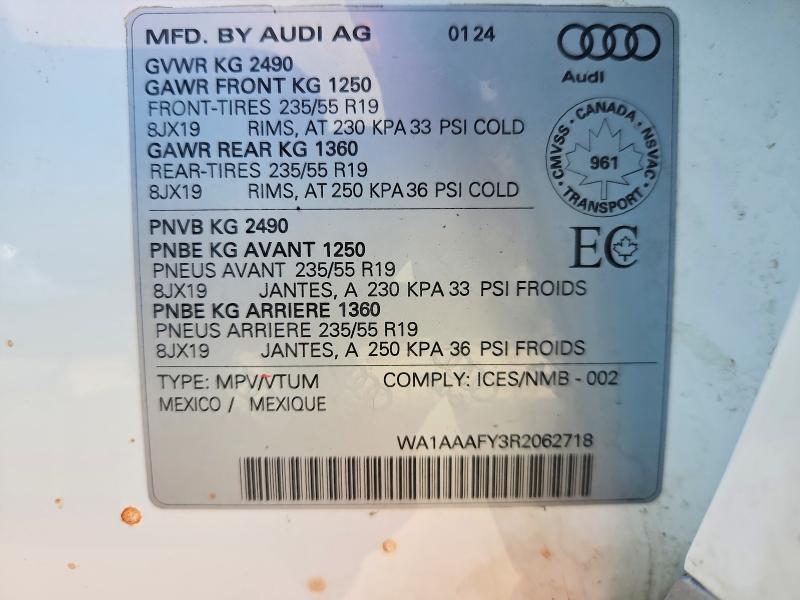 Продаж на аукціоні авто 2024 Audi Q5, vin: WA1AAAFY3R2062718, номер лоту: 78081895
