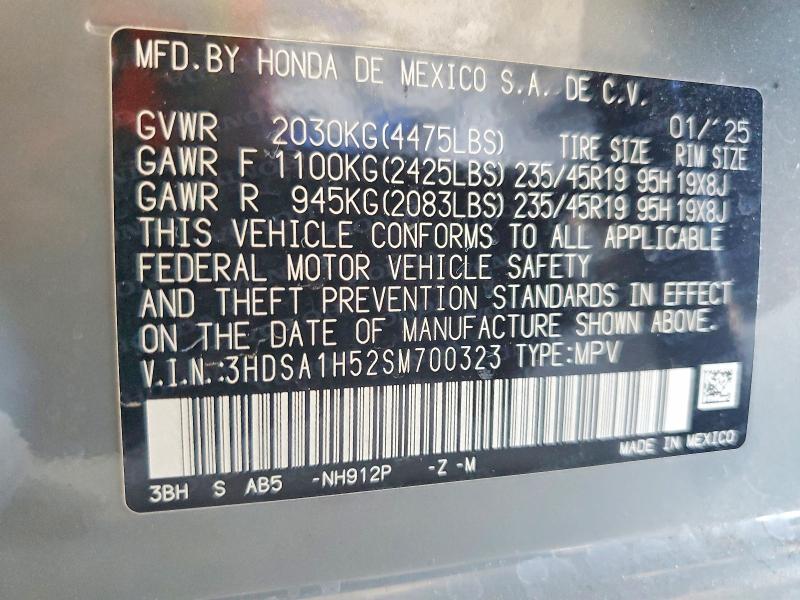 45524806 :رقم المزاد ، 3HDSA1H52SM700323 vin ، 2025 Acura Adx مزاد بيع