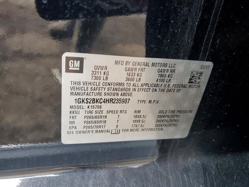 Aukcja sprzedaży 2017 Gmc Yukon, vin: 1GKS2BKC4HR235907, numer aukcji: 45788706
