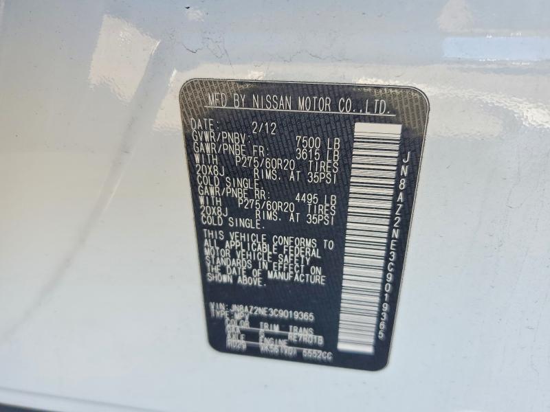 Aukcja sprzedaży 2012 Infiniti Qx56, vin: JN8AZ2NE3C9019365, numer aukcji: 42049206