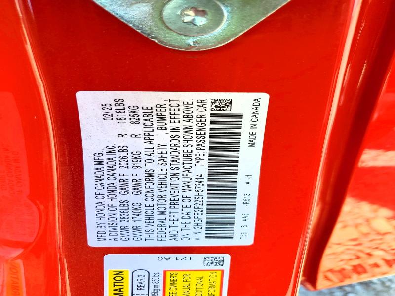 Продажа на аукционе авто 2025 Honda Civic, vin: 2HGFE2F22SH572414, номер лота: 47431806