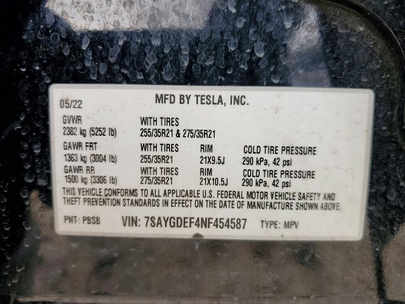 Продажа на аукционе авто 2022 Tesla Model Y, vin: 7SAYGDEF4NF454587, номер лота: 42024006