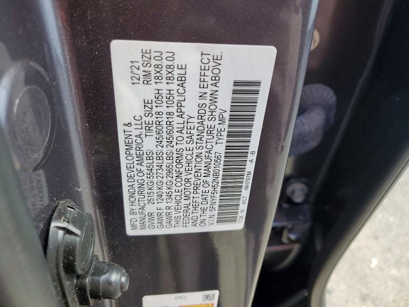 Продаж на аукціоні авто 2022 Honda Pilot, vin: 5FNYF5H52NB010567, номер лоту: 79621985