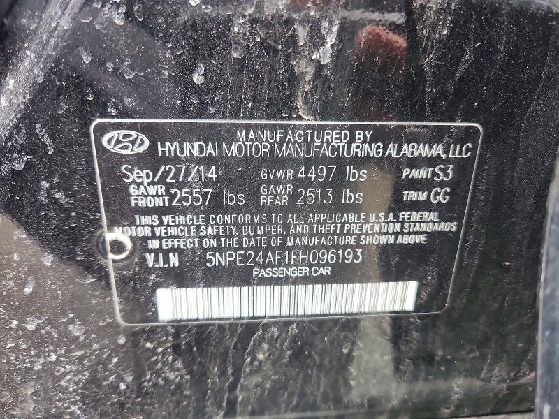 2015 Hyundai Sonata მანქანა იყიდება აუქციონზე, vin: 5NPE24AF1FH096193, აუქციონის ნომერი: 46313776