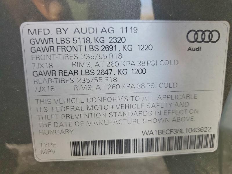Aukcja sprzedaży 2020 Audi Q3, vin: WA1BECF38L1043622, numer aukcji: 79534685