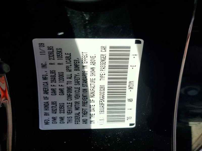 45592826 :رقم المزاد ، 19UUA9F5XAA003281 vin ، 2010 Acura Tl مزاد بيع