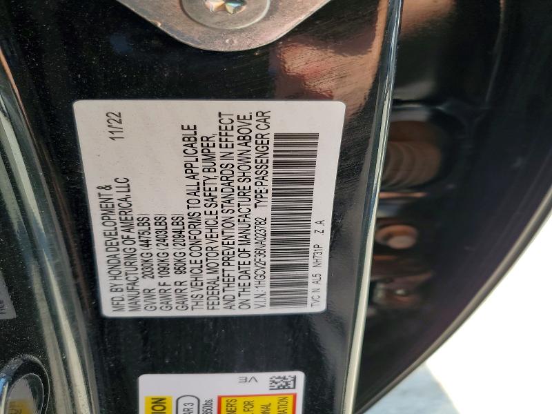 2022 Honda Accord მანქანა იყიდება აუქციონზე, vin: 1HGCV2F36NA023782, აუქციონის ნომერი: 47128196