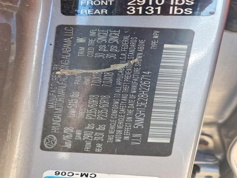 Продаж на аукціоні авто 2008 Hyundai Santa Fe, vin: 5NMSH13E28H226714, номер лоту: 47046866