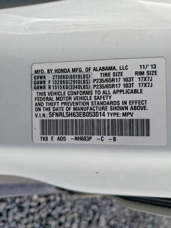 Aukcja sprzedaży 2014 Honda Odyssey, vin: 5FNRL5H63EB053014, numer aukcji: 45847686