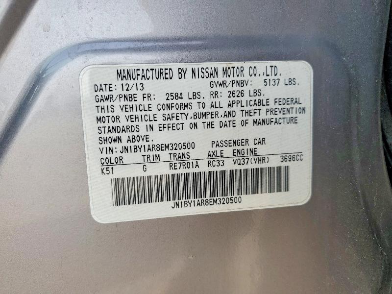 79714615 :رقم المزاد ، JN1BY1AR8EM320500 vin ، 2014 Infiniti Q70 مزاد بيع