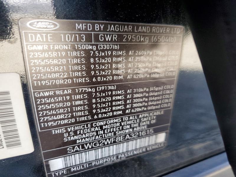 Aukcja sprzedaży 2014 Land Rover Range Rover Sport, vin: SALWG2WF8EA321615, numer aukcji: 46579486