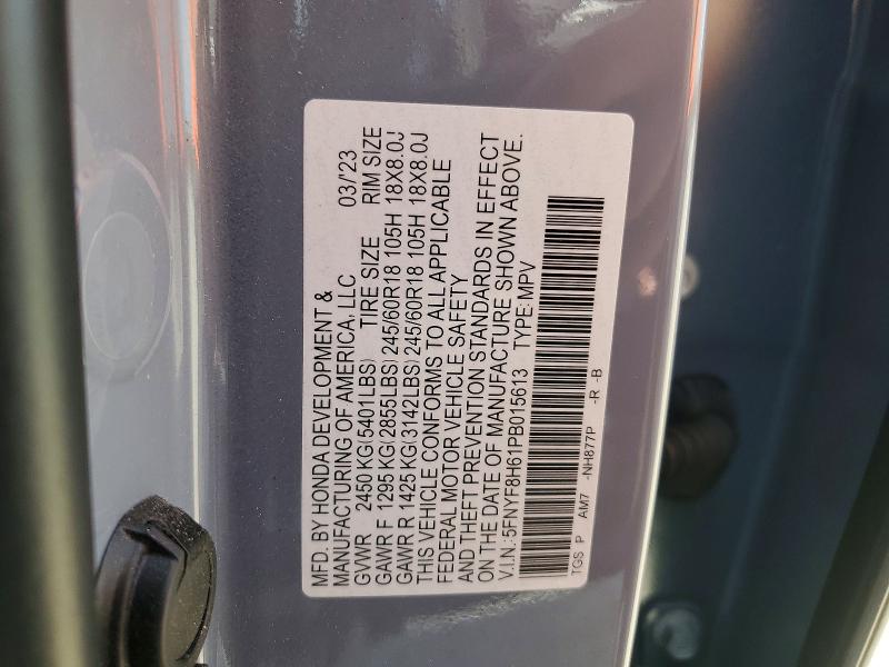 Продаж на аукціоні авто 2023 Honda Passport, vin: 5FNYF8H61PB015613, номер лоту: 47509986