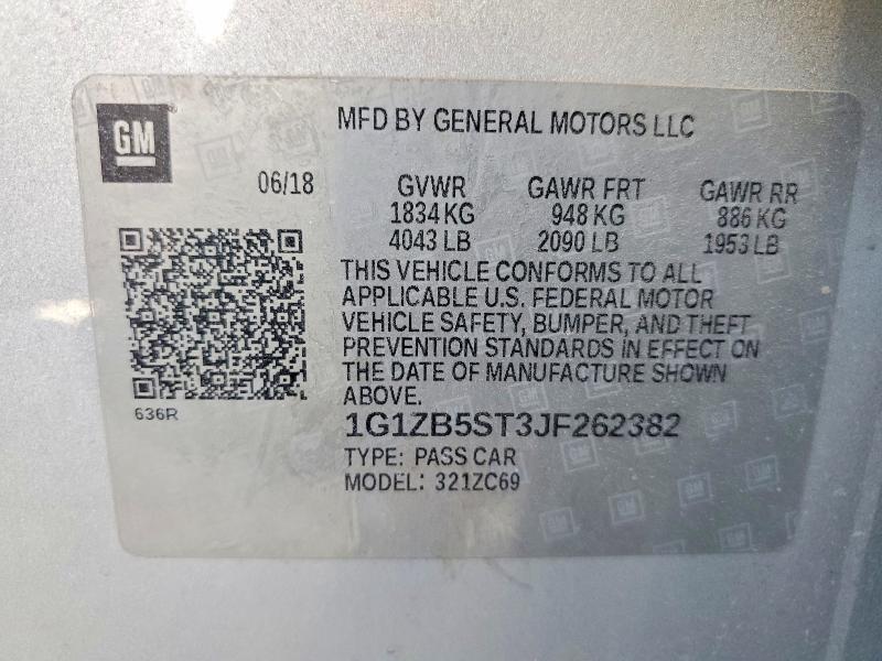 Aukcja sprzedaży 2018 Chevrolet Malibu, vin: 1G1ZB5ST3JF262382, numer aukcji: 79800335