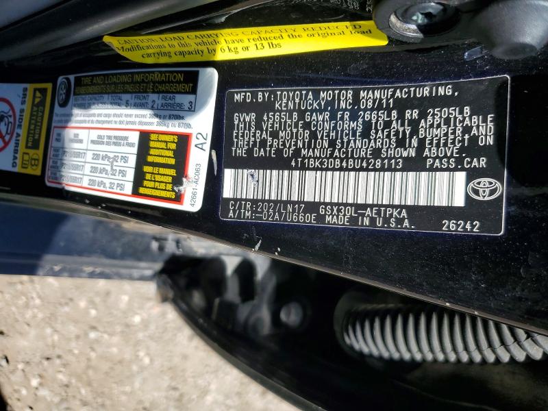 Aukcja sprzedaży 2011 Toyota Avalon, vin: 4T1BK3DB4BU428113, numer aukcji: 46713776