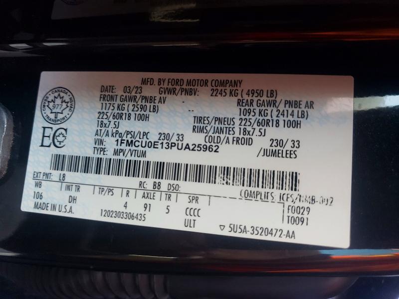2023 Ford Escape მანქანა იყიდება აუქციონზე, vin: 1FMCU0E13PUA25962, აუქციონის ნომერი: 79733865
