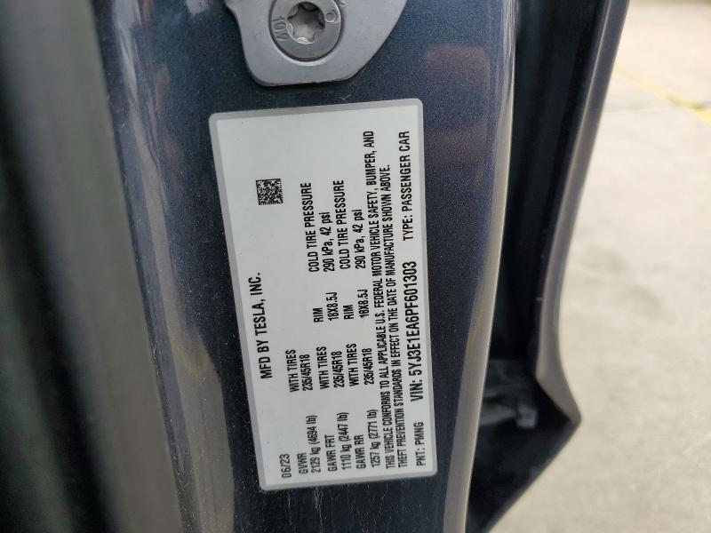 78094205 :رقم المزاد ، 5YJ3E1EA6PF601303 vin ، 2023 Tesla Model 3 مزاد بيع