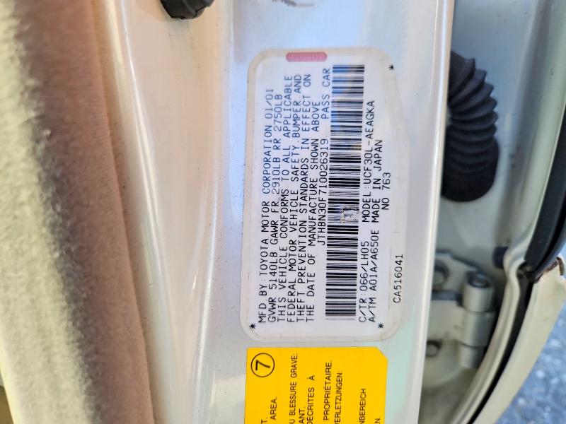 45842626 :رقم المزاد ، JTHBN30F710026319 vin ، 2001 Lexus Ls430 مزاد بيع