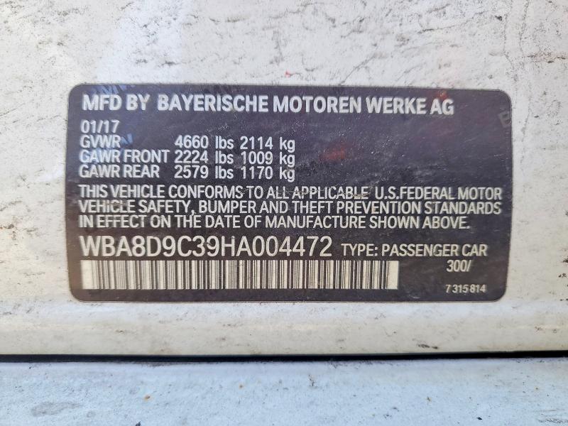 Продажа на аукционе авто 2017 Bmw 330, vin: WBA8D9C39HA004472, номер лота: 46881536