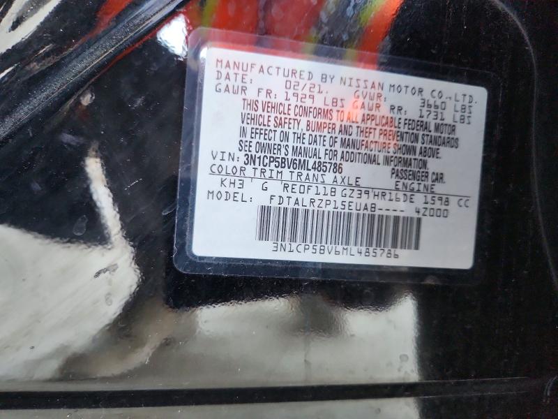 2021 Nissan Kicks მანქანა იყიდება აუქციონზე, vin: 3N1CP5BV6ML485786, აუქციონის ნომერი: 47659506