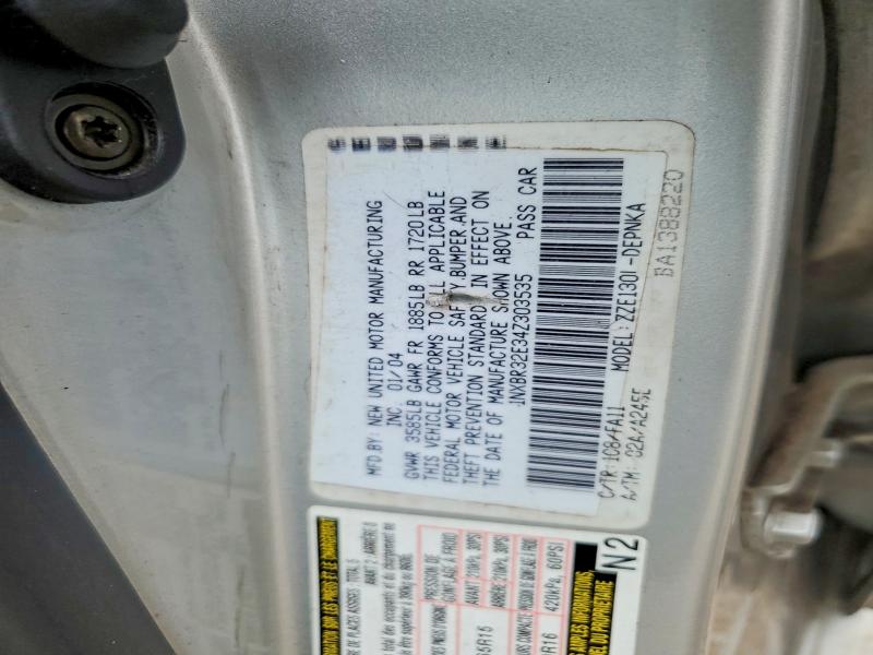 41664566 :رقم المزاد ، 1NXBR32E34Z303535 vin ، 2004 Toyota Corolla مزاد بيع
