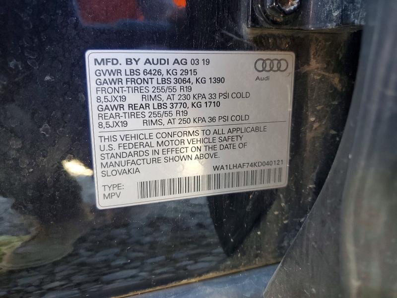 Продажа на аукционе авто 2019 Audi Q7, vin: WA1LHAF74KD040121, номер лота: 41657126