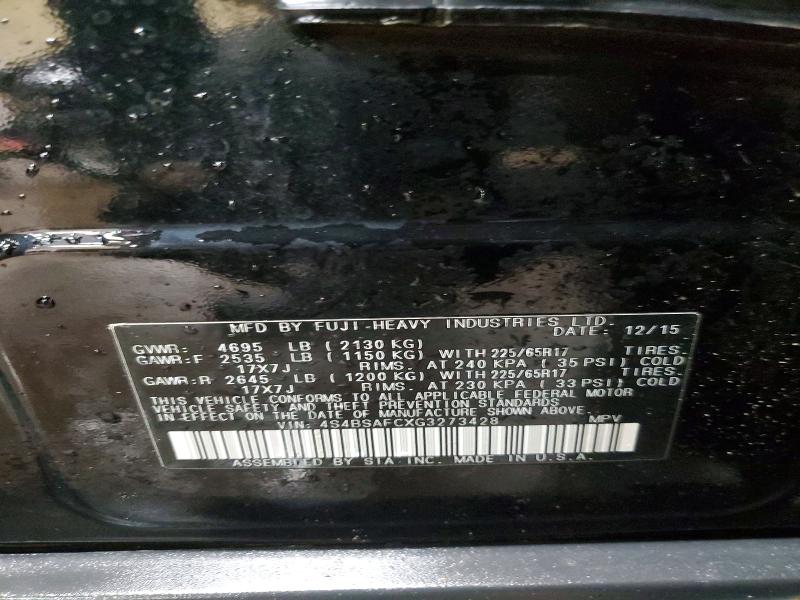 Продажа на аукционе авто 2016 Subaru Outback, vin: 4S4BSAFCXG3273428, номер лота: 47565566