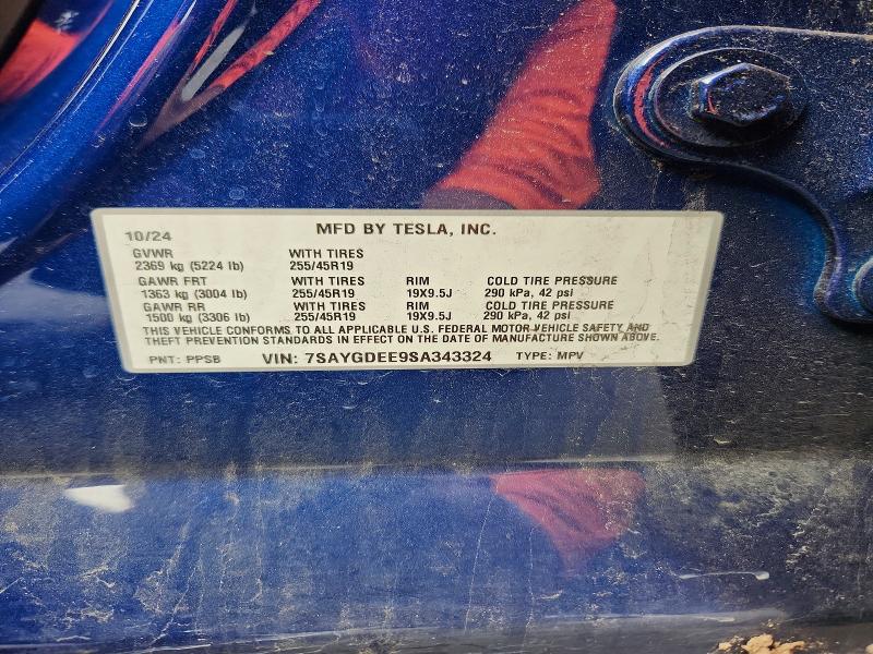Продаж на аукціоні авто 2025 Tesla Model Y, vin: 7SAYGDEE9SA343324, номер лоту: 79689555