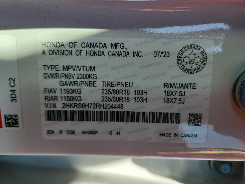 Aukcja sprzedaży 2024 Honda Cr-v, vin: 2HKRS6H72RH204448, numer aukcji: 41813186