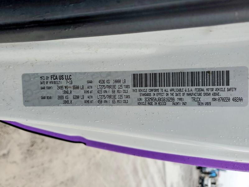 Продаж на аукціоні авто 2019 Ram 2500, vin: 3C6MR5AJ6KG616299, номер лоту: 45778076