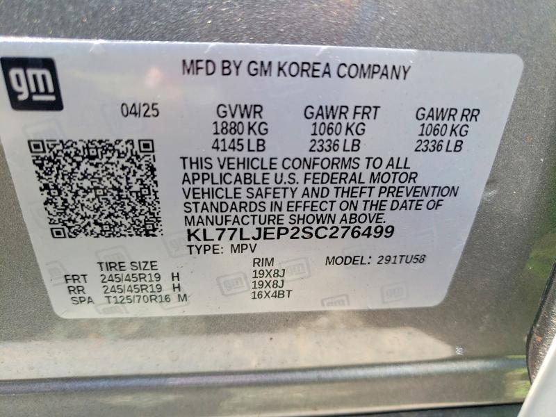 Aukcja sprzedaży 2025 Chevrolet Trax, vin: KL77LJEP2SC276499, numer aukcji: 46391406