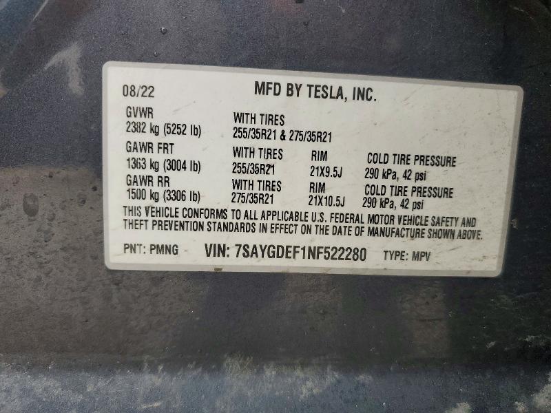 Aukcja sprzedaży 2022 Tesla Model Y, vin: 7SAYGDEF1NF522280, numer aukcji: 78717705