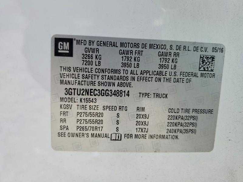 2016 Gmc Sierra მანქანა იყიდება აუქციონზე, vin: 3GTU2NEC3GG348814, აუქციონის ნომერი: 79808815
