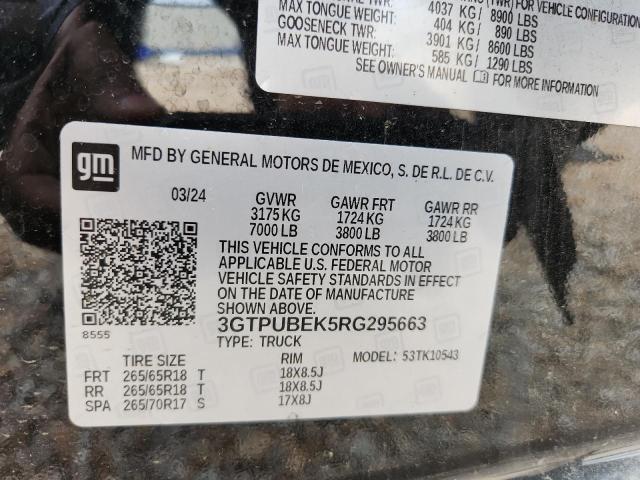 47557726 :رقم المزاد ، 3GTPUBEK5RG295663 vin ، 2024 Gmc Sierra مزاد بيع