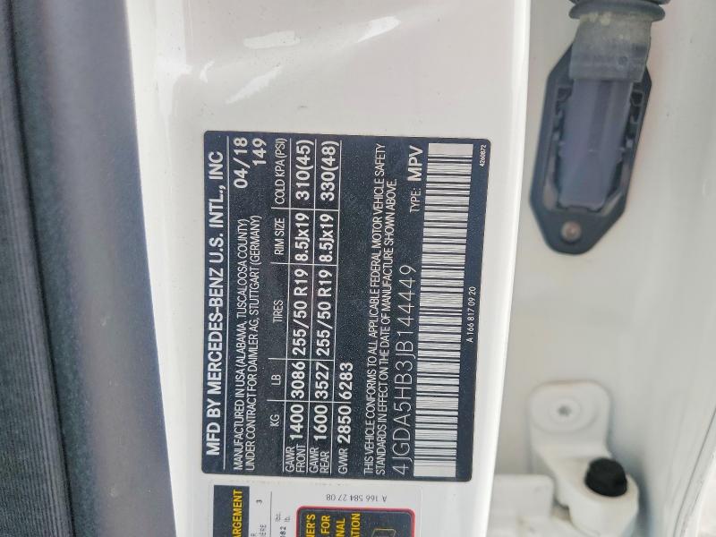 46498316 :رقم المزاد ، 4JGDA5HB3JB144449 vin ، 2018 Mercedes-benz Gle مزاد بيع