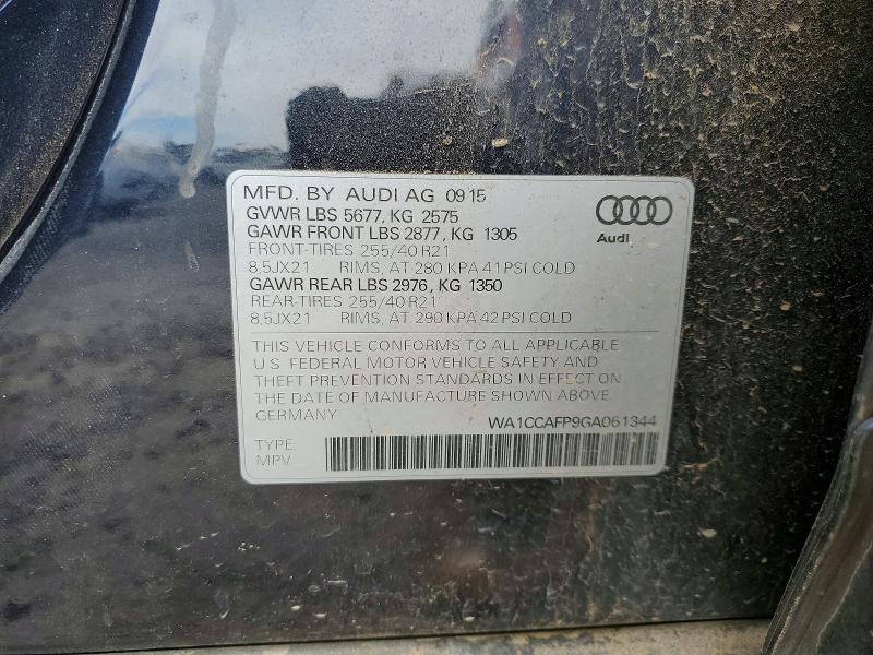 2016 Audi Sq5 მანქანა იყიდება აუქციონზე, vin: WA1CCAFP9GA061344, აუქციონის ნომერი: 79130005