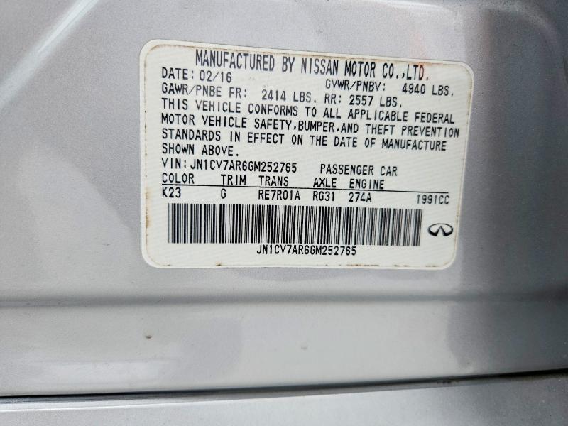 Продаж на аукціоні авто 2016 Infiniti Q50, vin: JN1CV7AR6GM252765, номер лоту: 45533016