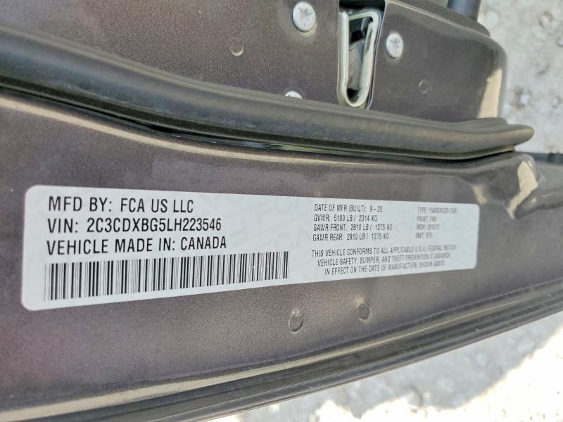 Продажа на аукционе авто 2020 Dodge Charger, vin: 2C3CDXBG5LH223546, номер лота: 47722256