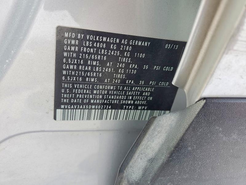 Продаж на аукціоні авто 2013 Volkswagen Tiguan, vin: WVGAV3AX5DW602734, номер лоту: 46121496