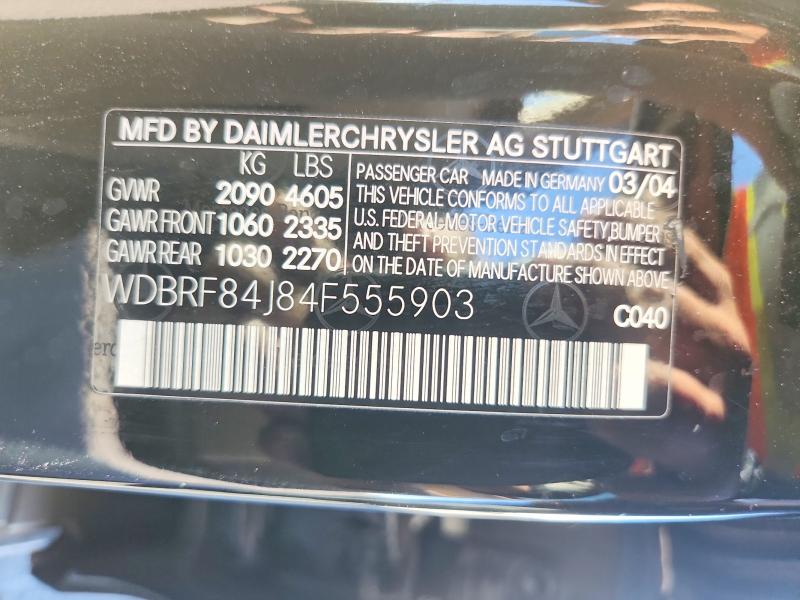 Продажа на аукционе авто 2004 Mercedes-benz C, vin: WDBRF84J84F555903, номер лота: 45873246