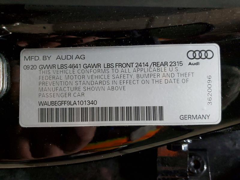 2020 Audi A3 მანქანა იყიდება აუქციონზე, vin: WAUBEGFF9LA101340, აუქციონის ნომერი: 47121596