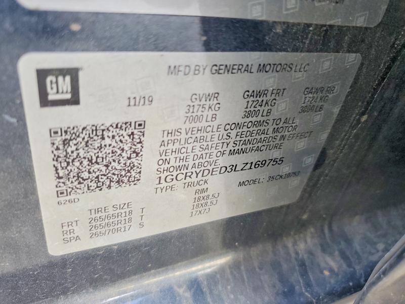 Продажа на аукционе авто 2020 Chevrolet Silverado, vin: 1GCRYDED3LZ169755, номер лота: 47570496